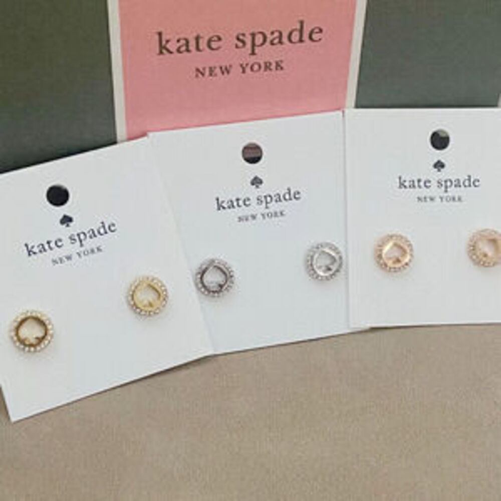 kate spade New Heart Hollow Zircon Earrings Rose Gold Classic